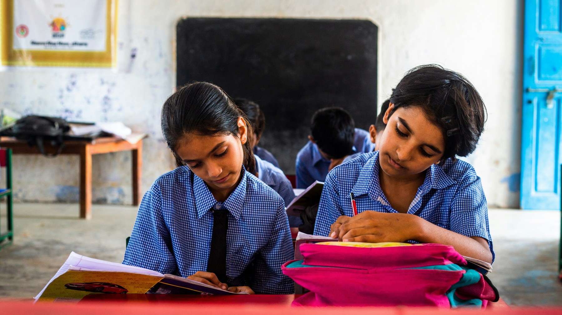 Students working in an Indian classroom